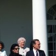 After being honored by the Museum of Children as the "Entertainer of the Decade", President George Bush personally congratulates Michael at the White House.
