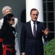 After being honored by the Museum of Children as the "Entertainer of the Decade", President George Bush personally congratulates Michael at the White House.