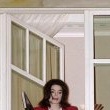 Berlin Michael Jackson in Germany - At the balcony of the Adlon Hotel in Berlin