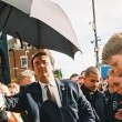 Michael, alongside illusionist David Blaine and former friend Uri Gellar, gives a rousing speech to the Exeter City Football Club.