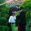 Michael and his children leave the Beverly Hills Hotel
