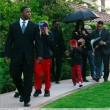 Michael and his children leave the Beverly Hills Hotel