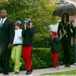 Michael and his children leave the Beverly Hills Hotel