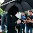 Michael and his children leave the Beverly Hills Hotel