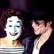 Michael appears onstage with mime, Marcel Marceau at the Beacon Theatre in New York.
