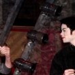 Michael appears onstage with mime, Marcel Marceau at the Beacon Theatre in New York.