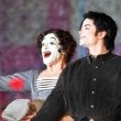 Michael appears onstage with mime, Marcel Marceau at the Beacon Theatre in New York.
