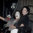 Michael appears onstage with mime, Marcel Marceau at the Beacon Theatre in New York.