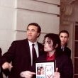 Michael attends a demonstration against Sony Music.