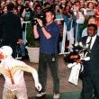 Michael is greeted by Aboriginal dancers in Sydney, at the Sheraton on the Park Hotel.