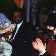 Michael is greeted by Aboriginal dancers in Sydney, at the Sheraton on the Park Hotel.