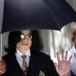 Michael Jackson arrives at the Santa Barbara County courthouse.