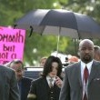 Michael Jackson arrives at the Santa Barbara County courthouse.