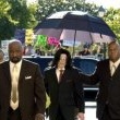 Michael Jackson arrives at the Santa Barbara County courthouse.