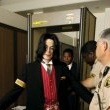 Michael Jackson arrives at the Santa Barbara County courthouse.
