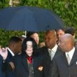 Michael Jackson arrives at the Santa Barbara County courthouse.