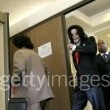 Michael Jackson arrives at the Santa Barbara County courthouse.