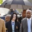 Michael Jackson arrives at the Santa Barbara County courthouse.