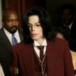 Michael Jackson arrives at the Santa Barbara County courthouse.