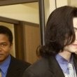 Michael Jackson arrives at the Santa Barbara County courthouse.