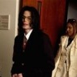 Michael Jackson arrives at the Santa Barbara County courthouse.