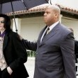 Michael Jackson arrives at the Santa Barbara County courthouse.