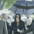 Michael Jackson arrives at the Santa Barbara County courthouse.