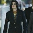 Michael Jackson arrives at the Santa Barbara County courthouse.