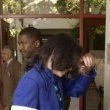 Michael Jackson arrives at the Santa Barbara County courthouse.