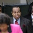 Michael Jackson arrives at the Santa Barbara County courthouse.