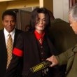 Michael Jackson arrives at the Santa Barbara County courthouse.