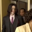 Michael Jackson arrives at the Santa Barbara County courthouse.