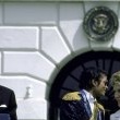 Michael meets with former president Ronald Reagan and his wife Nancy at the White House.