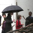 Michael with his 2 children, Prince and Paris, are seen outside a studio
