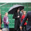 Michael with his 2 children, Prince and Paris, are seen outside a studio