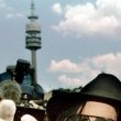 Munich's Olympic Stadium. Michael was there to speak about his Red Cross charity concert with Luciano Pavarotti and other famous music stars.